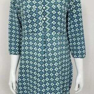 fig and flower Green and Blue Asymmetrical Women’s Dress
